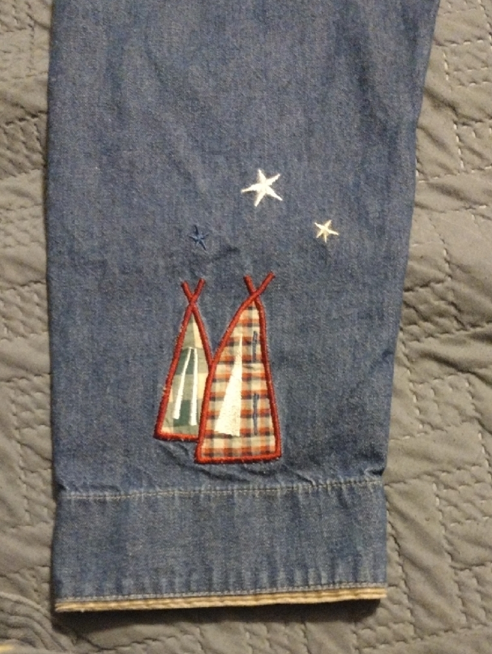 Vintage Teddi Blue Denim Jacket with Tan Corduroy Collar and Red Stitching - Picture 11 of 14